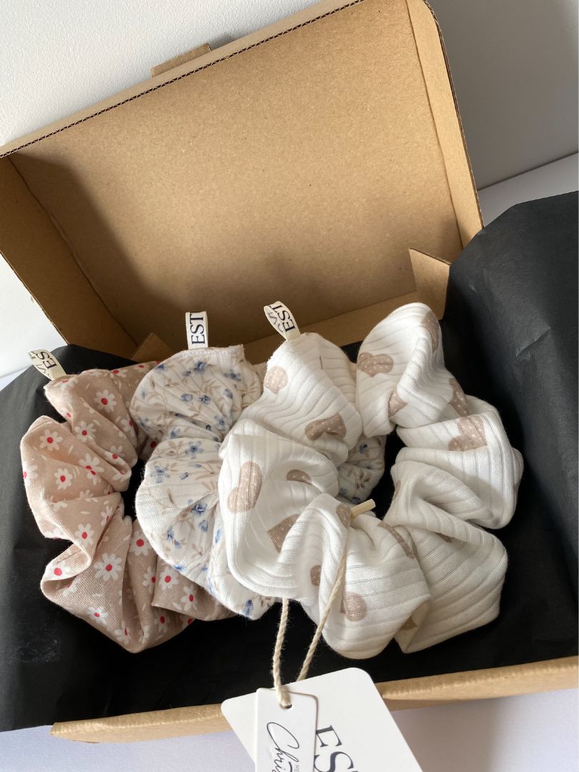 Zestaw prezentowy – 3 gumki do włosów z bawełny